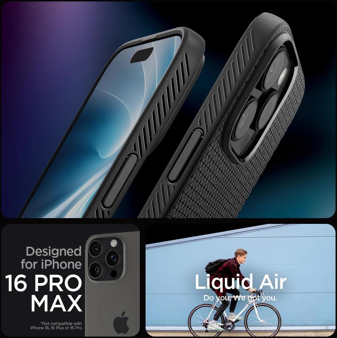 Spigen Liquid Air Apple iPhone 16 Pro Max Hoesje Back Cover Zwart afbeelding 3