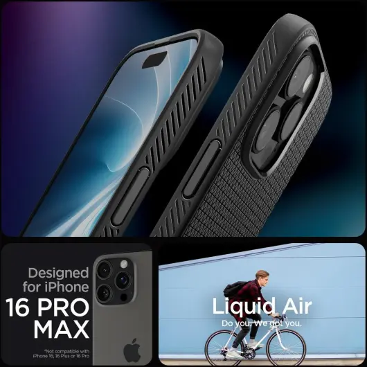 Spigen Liquid Air Apple iPhone 16 Pro Max Hoesje Back Cover Zwart afbeelding 3