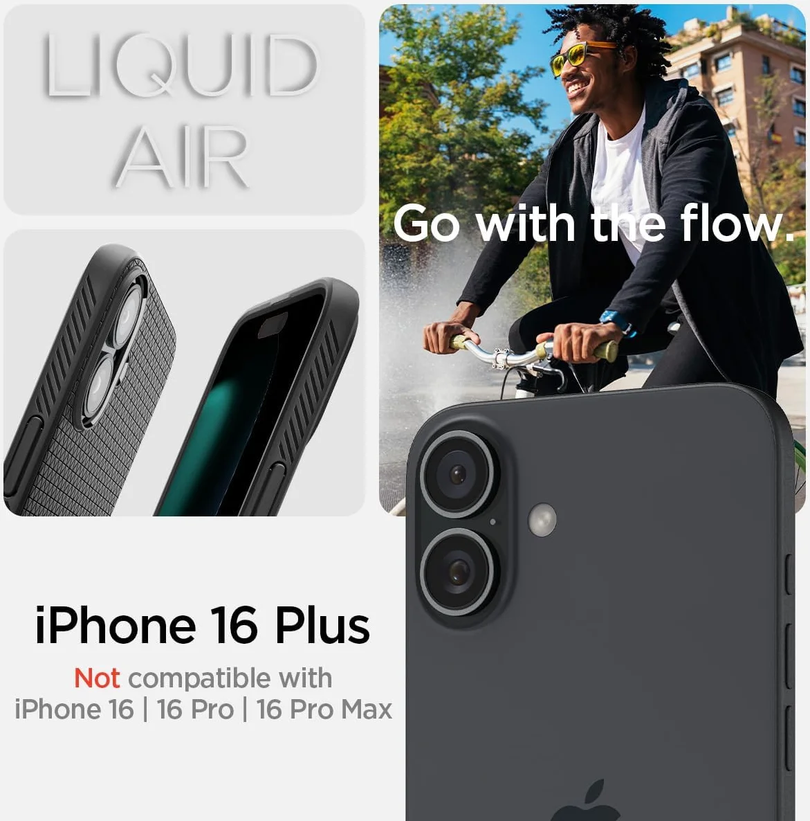 Spigen Liquid Air Apple iPhone 16 Plus Hoesje Back Cover Zwart afbeelding 2