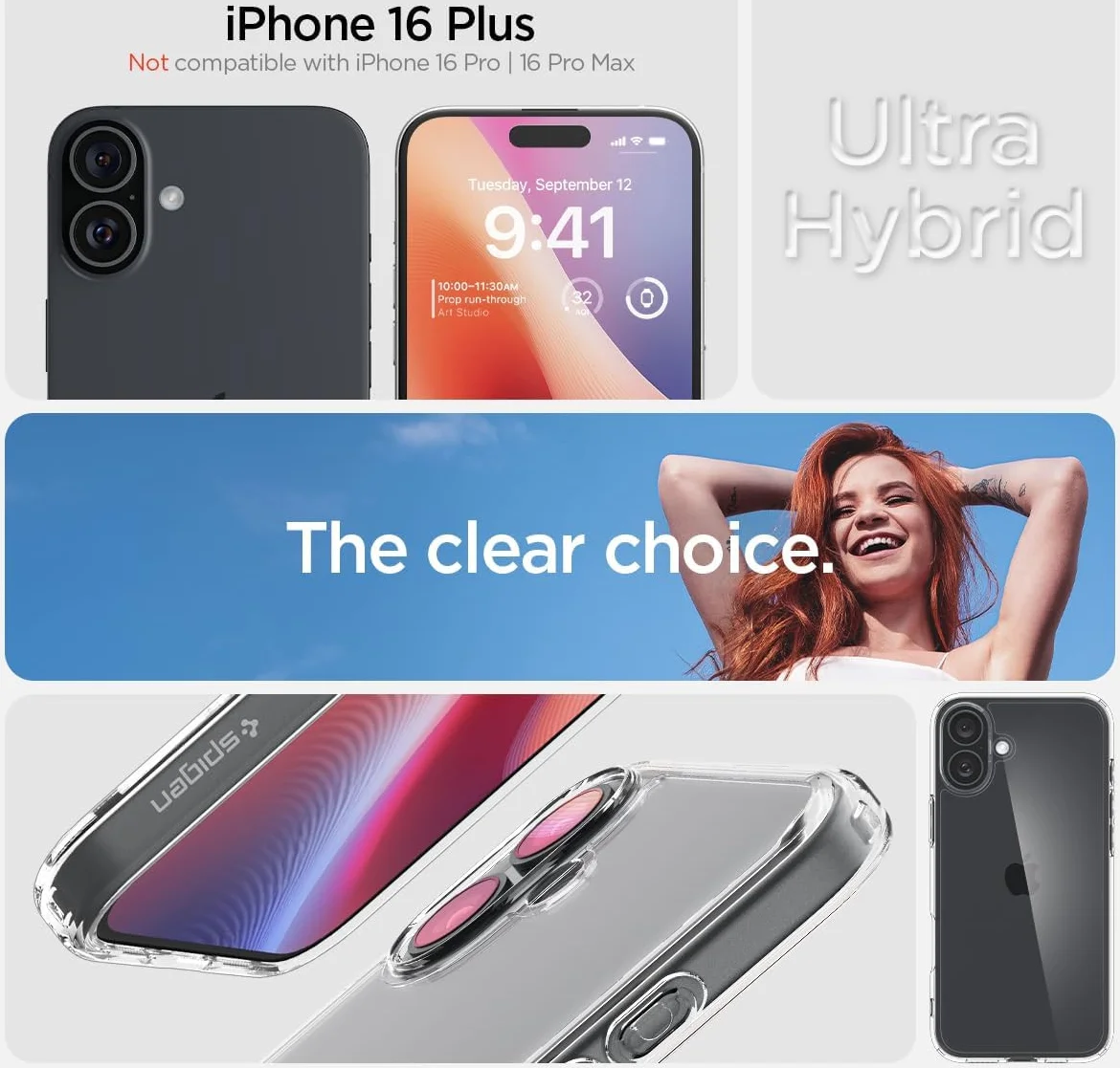Spigen Ultra Hybrid Apple iPhone 16 Plus Hoesje Back Cover Transparant afbeelding 2