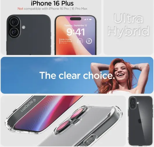 Spigen Ultra Hybrid Apple iPhone 16 Plus Hoesje Back Cover Transparant afbeelding 2