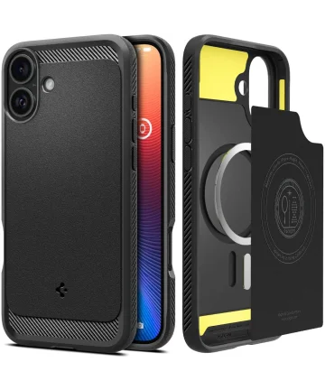 Spigen Rugged Armor MagFit Apple iPhone 16 Plus Hoesje MagSafe Zwart Hoesjes