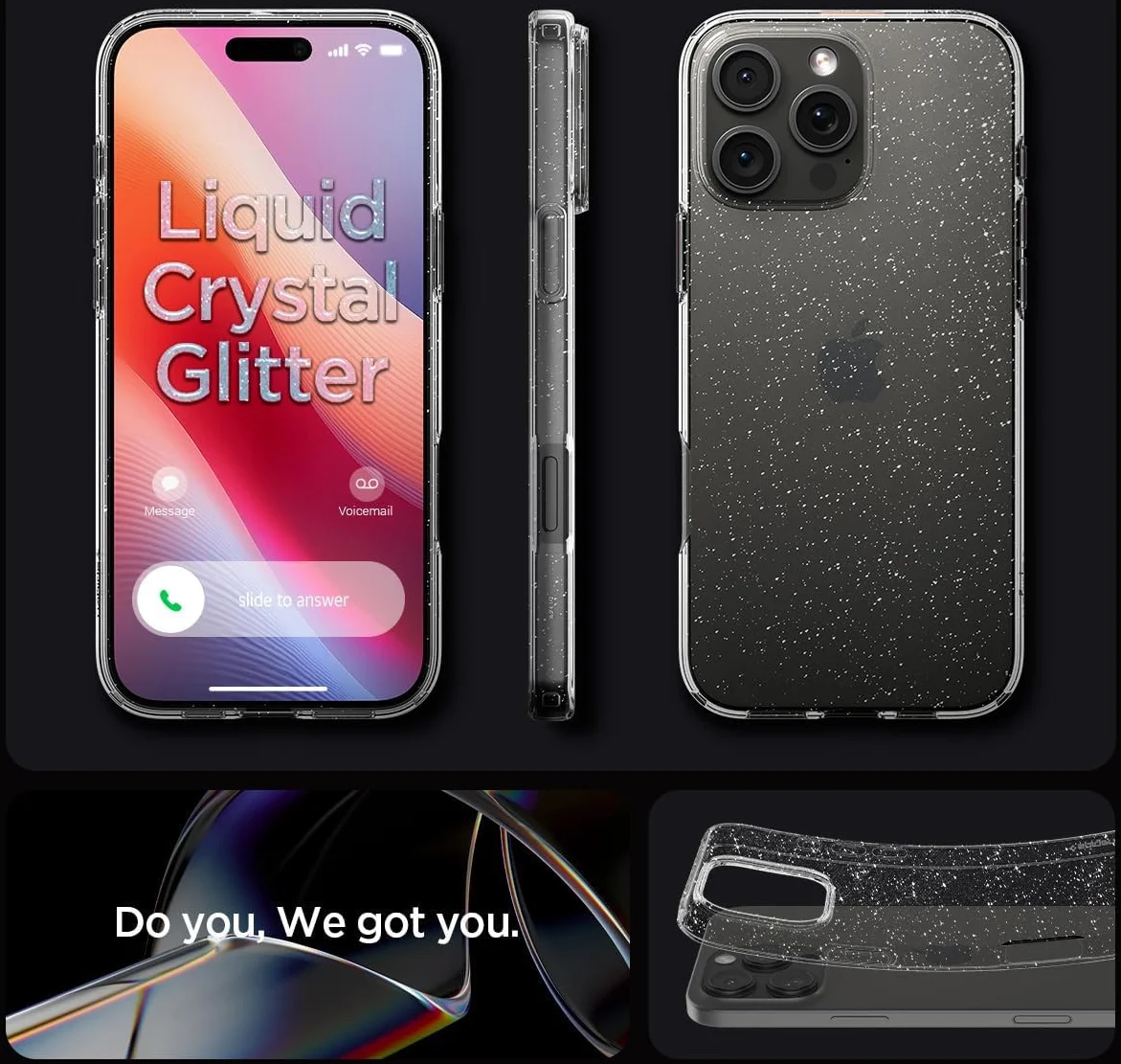 Spigen Liquid Crystal Apple iPhone 16 Pro Hoesje Back Cover Glitter Transparant afbeelding 7