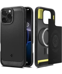 Spigen Rugged Armor MagFit Apple iPhone 16 Pro Hoesje MagSafe Zwart