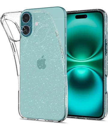 Spigen Liquid Crystal Apple iPhone 16 Hoesje Back Cover Glitter Transparant Hoesjes