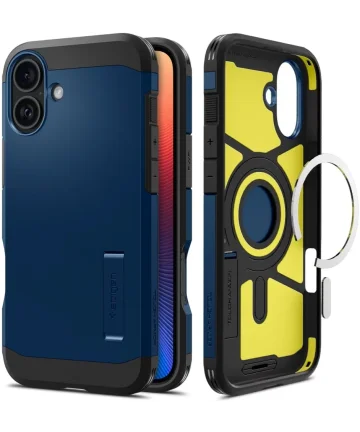 Spigen Tough Armor Apple iPhone 16 Hoesje MagSafe Back Cover Blauw Hoesjes