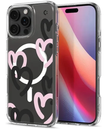 Spigen Ultra Hybrid MagFit Apple iPhone 16 Pro Max Hoesje MagSafe Hearts Zwart Hoesjes