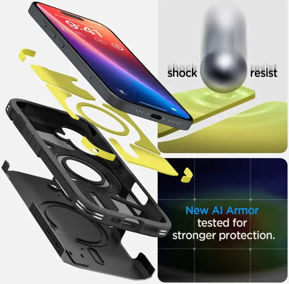 Spigen Tough Armor Apple iPhone 16 Hoesje Back Cover Zwart afbeelding 3