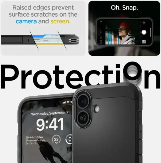 Spigen Tough Armor Apple iPhone 16 Hoesje Back Cover Zwart afbeelding 6