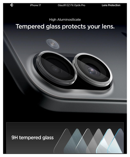 Spigen EZ Fit Optik Pro iPhone 17/16/16 Plus Camera Protector Clear (2-Pack) afbeelding 4