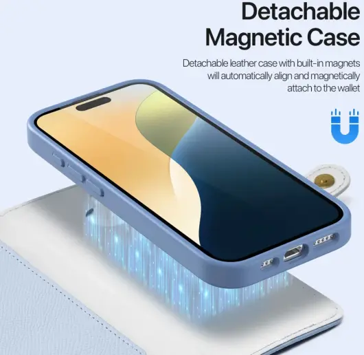 Dux Ducis Lawa Apple iPhone 16 Hoesje 2-in-1 Wallet Book Case MagSafe Blauw afbeelding 6