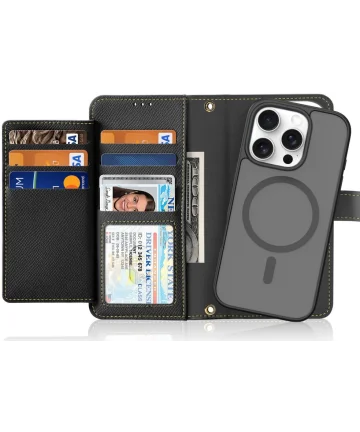 Dux Ducis Lawa iPhone 16 Pro Max Hoesje 2-in-1 Wallet Book Case MagSafe Zwart Hoesjes