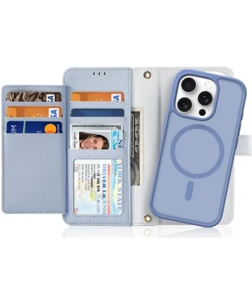 Dux Ducis Lawa iPhone 16 Pro Max Hoesje 2-in-1 Wallet Book Case MagSafe Blauw Hoesjes