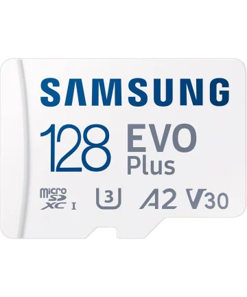 Samsung EVO Plus MicroSDXC Geheugenkaart 160MB/s met Adapter 128GB Wit Geheugenkaarten