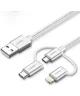 UGREEN 3-in-1 USB-A Multifunctionele Kabel 1.5M MicroUSB / USB-C / Lightning Wit