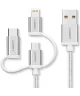 UGREEN 3-in-1 USB-A Multifunctionele Kabel 1.5M MicroUSB / USB-C / Lightning Wit