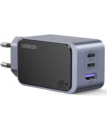 UGREEN Nexode Air 65W USB/USB-C PD Snellader GaN Adapter Grijs Opladers