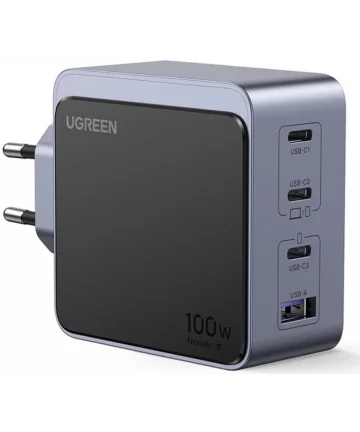 UGREEN Nexode Air 100W USB/USB-C PD Snellader GaN Adapter Grijs Opladers