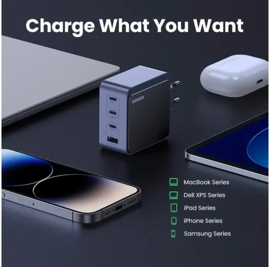 UGREEN Nexode Air 100W USB/USB-C PD Snellader GaN Adapter Grijs afbeelding 10