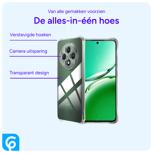 Oppo Reno 12 F Hoesje Schokbestendig en Dun TPU Back Cover Transparant afbeelding 2