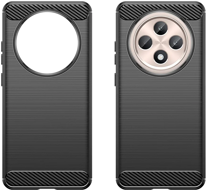Oppo Reno 12 F Hoesje Geborsteld TPU Flexibele Back Cover Zwart afbeelding 2