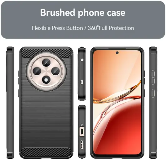 Oppo Reno 12 F Hoesje Geborsteld TPU Flexibele Back Cover Zwart afbeelding 4