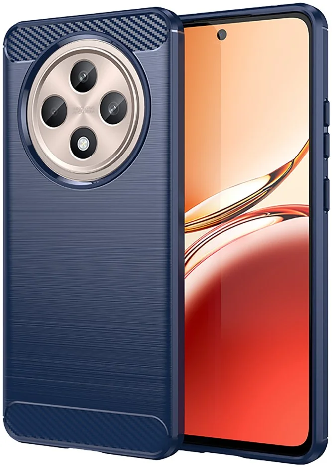 Oppo Reno 12 F Hoesje Geborsteld TPU Flexibele Back Cover Blauw afbeelding 1
