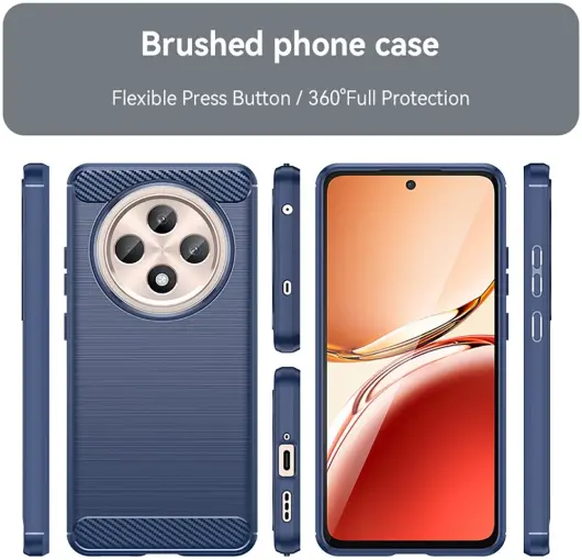 Oppo Reno 12 F Hoesje Geborsteld TPU Flexibele Back Cover Blauw afbeelding 4
