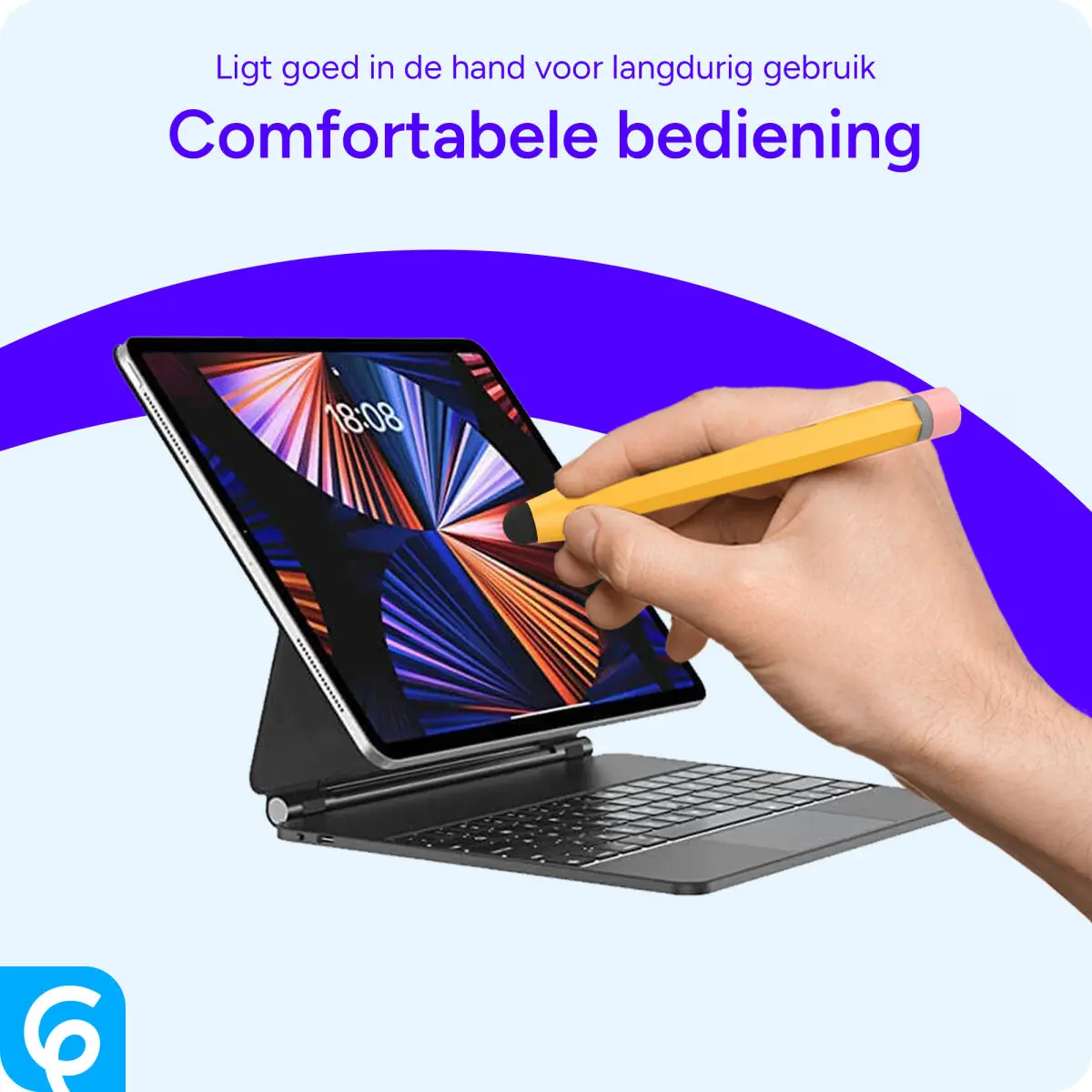 SBG Universele Kindvriendelijke Potlood Stylus Pen voor Kinderen Geel afbeelding 3