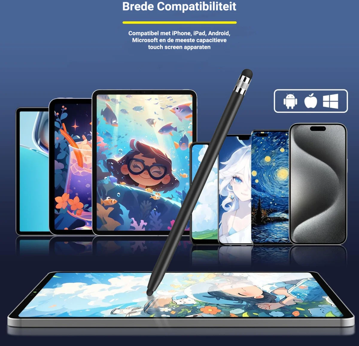 SBG Universele Stylus Pen Met Twee Zachte Punten Zwart afbeelding 2
