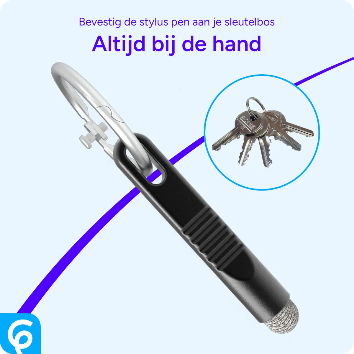 SBG Universele Stylus Pen Sleutelhanger Voor Alle Touchscreens Zwart afbeelding 5