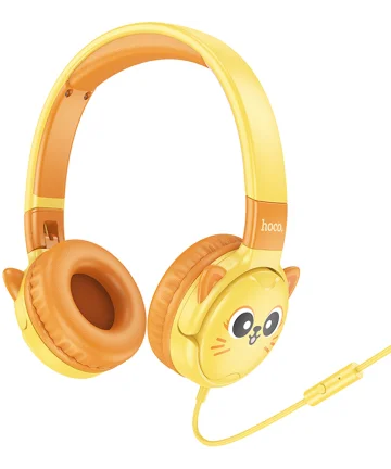 Hoco Kinder Koptelefoon Kattenoortjes met Kabel en Ingebouwde Microfoon Geel Headsets