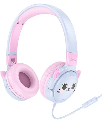 Hoco Kinder Koptelefoon Kattenoortjes met Kabel en Ingebouwde Microfoon Paars Headsets