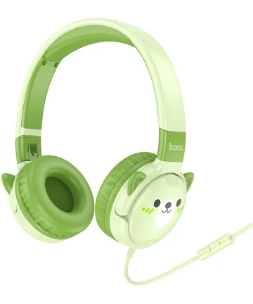 Hoco Kinder Koptelefoon Kattenoortjes met Kabel en Ingebouwde Microfoon Groen Headsets