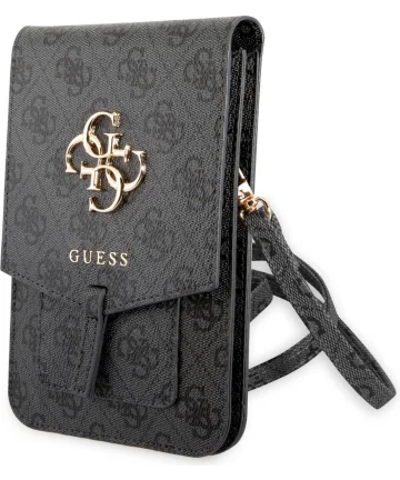 Guess Crossbody Telefoontasje - Schoudertasje Smartphone 4G Logo Zwart Hoesjes