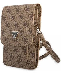 Guess Crossbody Telefoontas Triangle 4G Logo Schoudertasje Bruin afbeelding