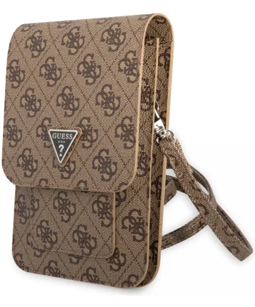 Guess Crossbody Telefoontas Triangle 4G Logo Schoudertasje Bruin Hoesjes