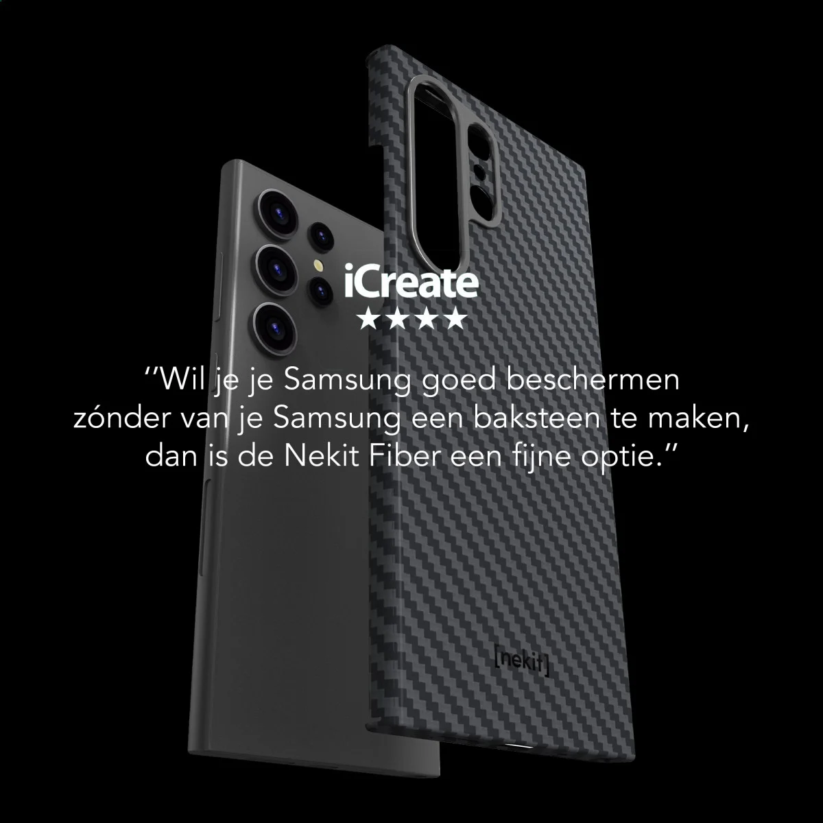 NEKIT Fiber Samsung Galaxy S23 Ultra Hoesje MagSafe Kevlar Back Cover Dun Zwart afbeelding 7