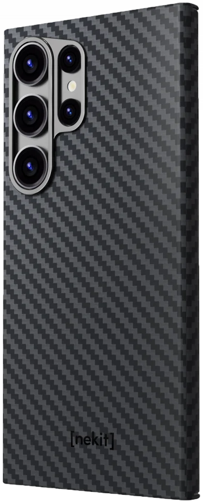 NEKIT Fiber Samsung Galaxy S23 Ultra Hoesje MagSafe Kevlar Back Cover Dun Zwart afbeelding 13