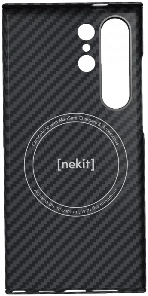 NEKIT Fiber Samsung Galaxy S23 Ultra Hoesje MagSafe Kevlar Back Cover Dun Zwart afbeelding 15