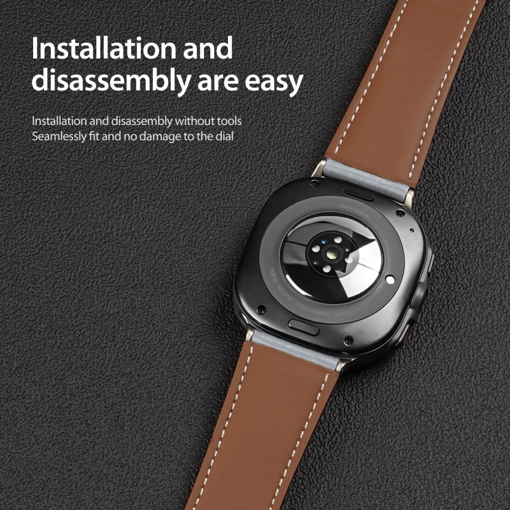 Dux Ducis YA - Samsung Galaxy Watch Ultra Bandje - Echt Leer - Grijs afbeelding 6