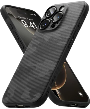 Ringke Onyx Apple iPhone 16 Pro Max Hoesje Flexibel TPU Back Cover Camo Zwart Hoesjes