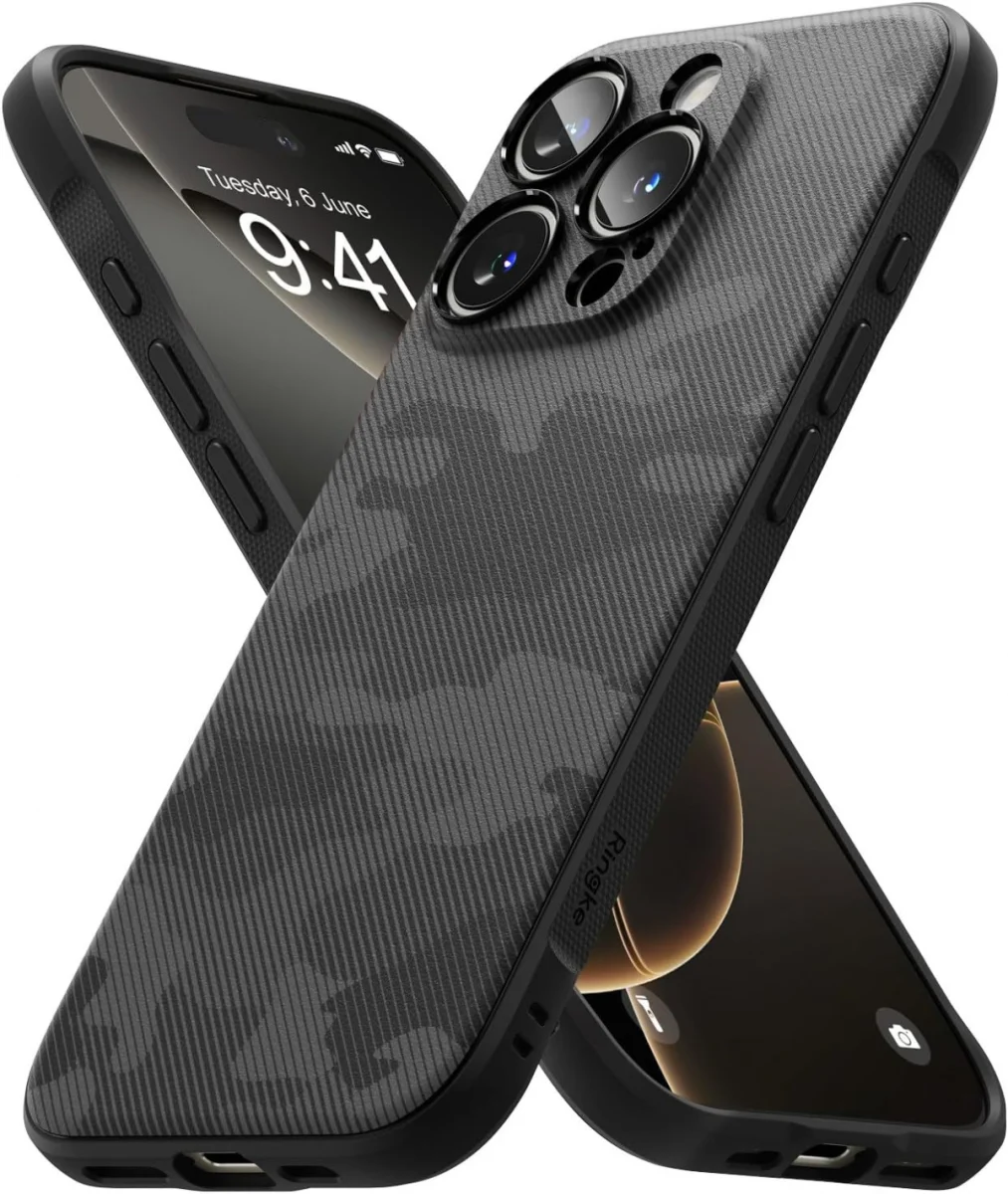 Ringke Onyx Apple iPhone 16 Pro Max Hoesje Flexibel TPU Back Cover Camo Zwart afbeelding 1