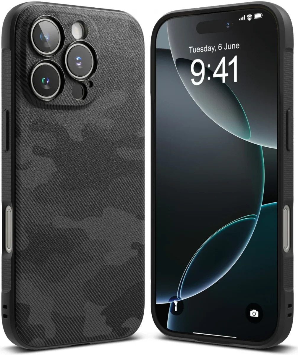Ringke Onyx Apple iPhone 16 Pro Max Hoesje Flexibel TPU Back Cover Camo Zwart afbeelding 2