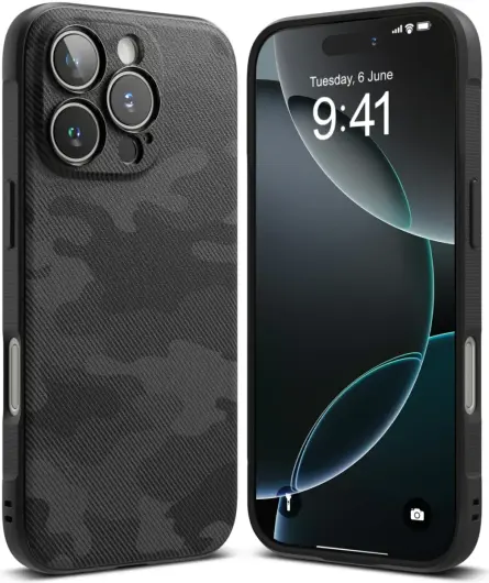 Ringke Onyx Apple iPhone 16 Pro Max Hoesje Flexibel TPU Back Cover Camo Zwart afbeelding 2