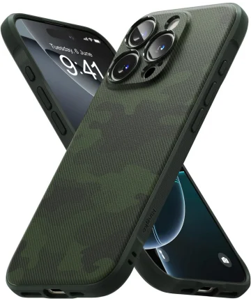 Ringke Onyx Apple iPhone 16 Pro Max Hoesje Flexibel TPU Back Cover Camo Groen Hoesjes