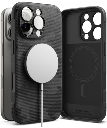 Ringke Onyx Magnetic Apple iPhone 16 Pro Max Hoesje MagSafe Camo Zwart Hoesjes