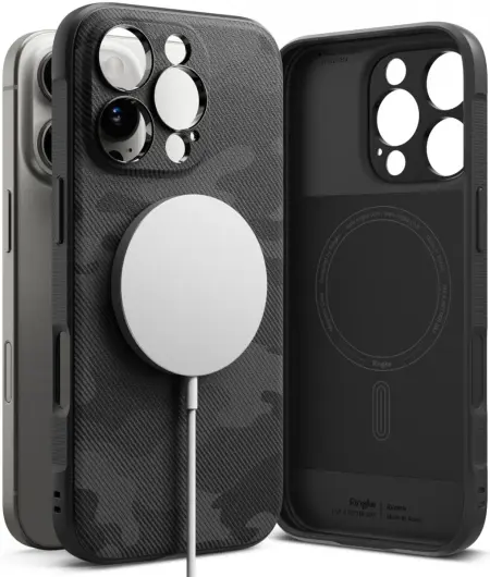 Ringke Onyx Magnetic Apple iPhone 16 Pro Max Hoesje MagSafe Camo Zwart afbeelding 1