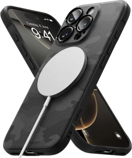 Ringke Onyx Magnetic Apple iPhone 16 Pro Max Hoesje MagSafe Camo Zwart afbeelding 2
