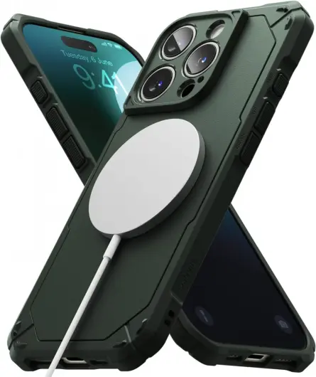 Ringke Rugged Gear Magnetic Apple iPhone 16 Pro Max Hoesje MagSafe Groen afbeelding 1